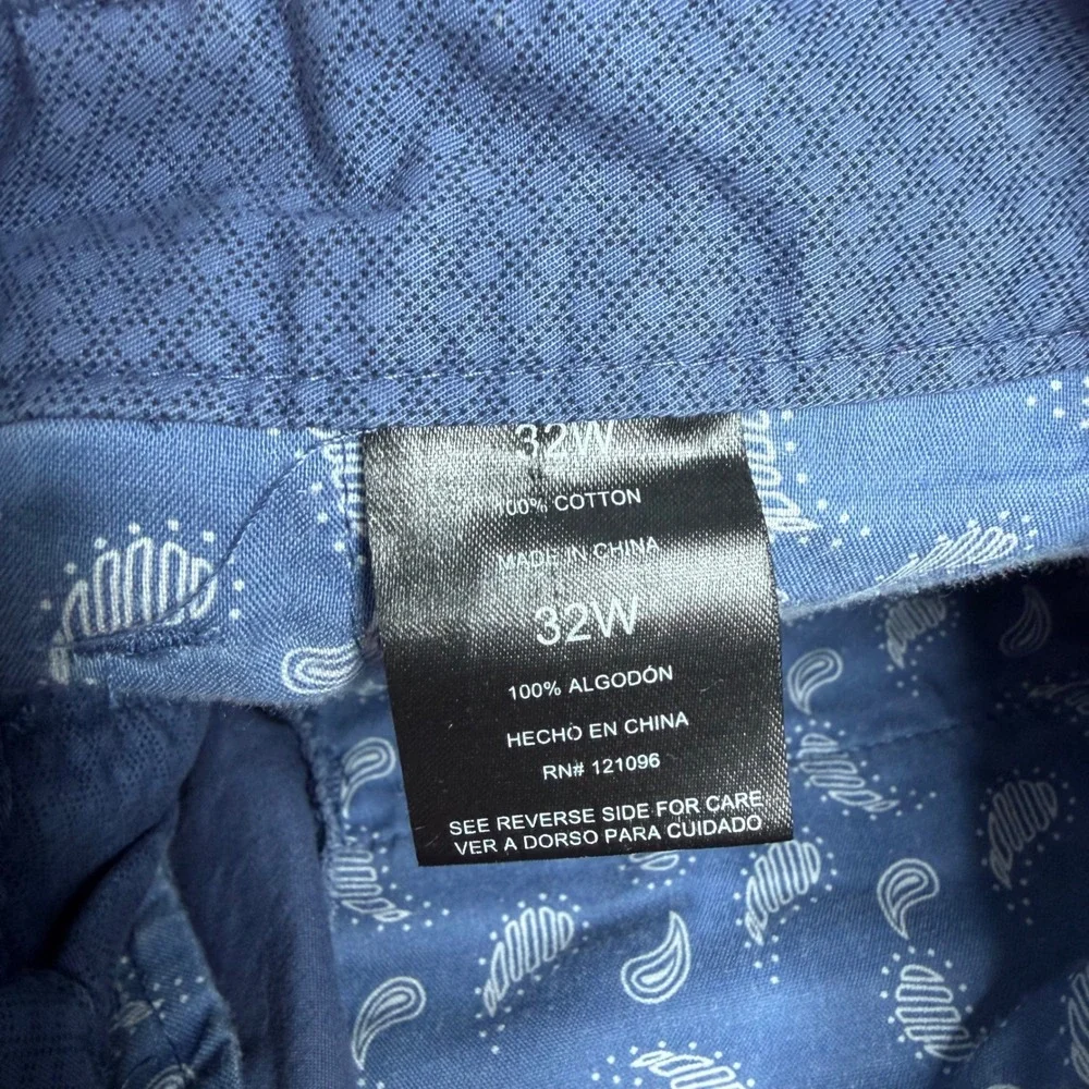 English Laundry Mens Navy Blue Geometric Micro Print Cotton Chino Shorts 32W
